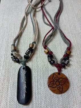 Handcrafted Brown and Black Wooden Pendant Necklace Set – Boho Women Jewelry